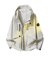 Veste de randonnée unisexe personnalisable avec logo – Manteau décontracté coupe-vent et imperméable avec patchs de manches en velcro personnalisables