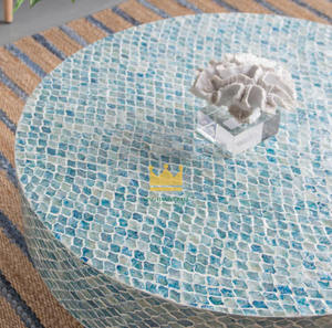 โต๊ะกาแฟฝังมุกสีน้ำเงินทำมือ ดีไซน์ทันสมัย เฟอร์นิเจอร์ห้องนั่งเล่นสุดหรู โครงไม้ ตกแต่งบ้านอย่างมีระดับ ราคาประหยัด - Product Image 2