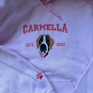 Sudadera con capucha bordada con nombre de foto de mascota personalizada regalo personalizado para papá amante de mascotas abuelo Día del Padre invierno patrón 3D - Product Image 5