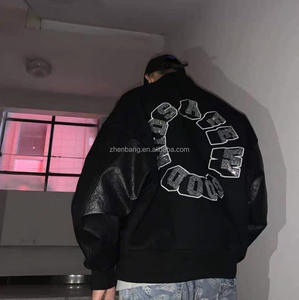 سترة بيسبول من حجر الراين مطرزة بحجر الراين ومصنوعة من الجلد بحجر الراين ومطرز بالماس ومزينة بحجر الراين - Product Image 2