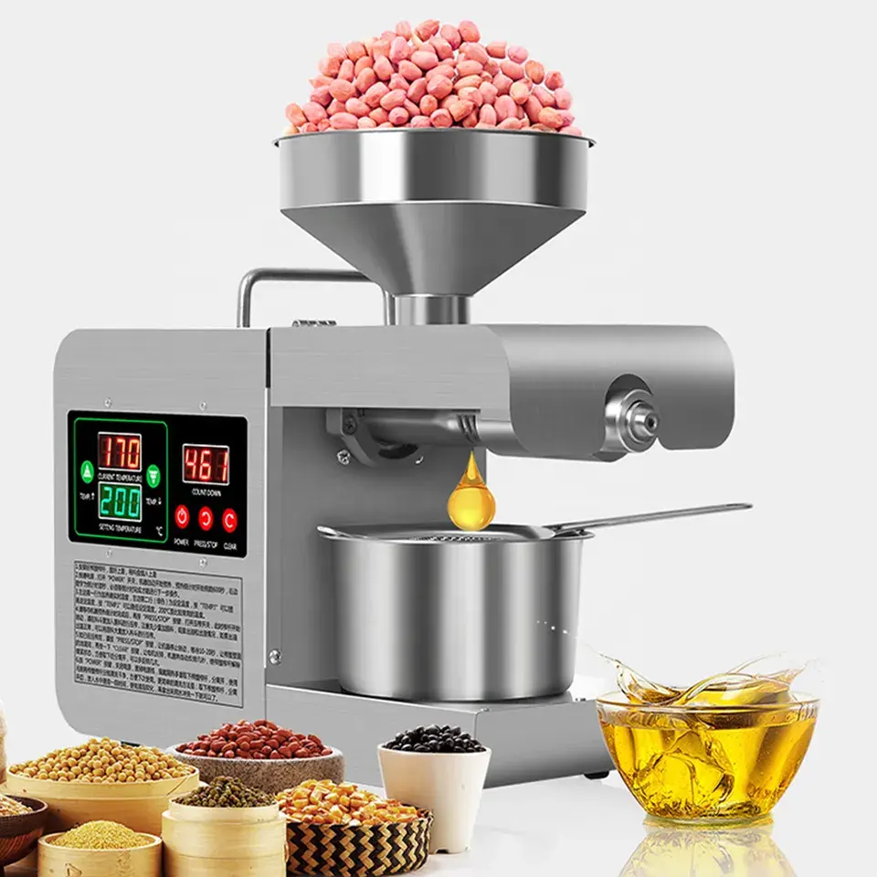 Máquina automática de prensa de aceite de uso comercial para el hogar, máquina extractora de aceite de girasol de semillas vegetales