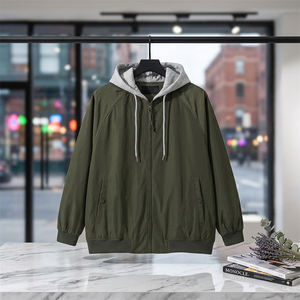 Blouson bombardier en satin à logo personnalisé pour hommes cardigans surdimensionnés à capuche avec fermeture éclair motif solide coupe ample 6XL coupe-vent à capuche - Product Image 1