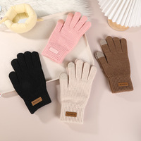 Gants d'hiver personnalisés avec logo, couleur unie, toucher brossé, écran tactile, tricot épais pour le cyclisme en extérieur et la chaleur au bureau