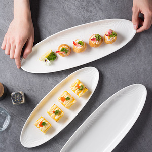 Assiette de poisson en céramique <span class=keywords><strong>Saury</strong></span> Plats froids Steak Dessert Pâtes Sushi Salade Gâteau Plateau de service Assiettes d'exposition Fête Restaurant Vaisselle - Product Image 5