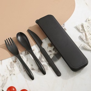 Wiederverwendbare Reise Ausrustung Set Mit Box Portable Messer Gabel Loffel Geschirr Umweltfreundliches Kunststoff Geschirr Set - Product Image 3