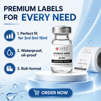 Étiquettes personnalisées en vinyle imperméables et résistantes à l'huile, avec peptides, forme sur mesure, adhésif durable, imprimées en offset pour flacons en verre de 3ml/5ml/10ml