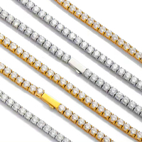 316L Edelstahl Gold Silber Tennisarmband mit Zirkonia Rundschliff, Krappenfassung, Kastenverschluss, Klassischer Schmuck für Damen, Großhandel, Kundenspezifisch, OEM