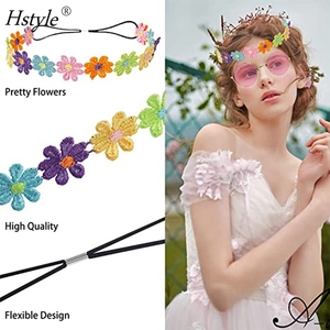 L'ensemble de costumes hippie rose comprend un collier de signe de paix et des boucles d'oreilles <span class=keywords><strong>bandeau</strong></span> couronne de fleurs et lunettes de soleil accessoires des années <span class=keywords><strong>70</strong></span> HS1420 - Product Image 4