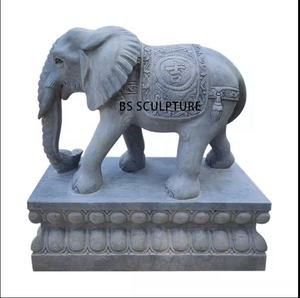 Arge décoration de jardin Sculpture à la main taille réelle coucher de soleil marbre rouge Sculpture d'animal <span class=keywords><strong>pierre</strong></span> <span class=keywords><strong>Statue</strong></span> d'éléphant géant africain - Product Image 6