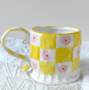 Tazas de cerámica a cuadros con bloques de color personalizados, tazas de cena para decoración del hogar para uso de té y leche - Product Image 5