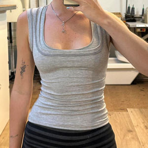 Top Corto Reversible de Dos Capas para Mujer, Estilo Minimalista Americano, con Costuras en Contraste, Corte Ajustado y Sexy - Product Image 5