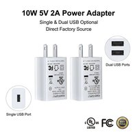 Adaptor Daya Bersertifikasi UL FCC 10W 5V 2A Grosir Pabrik Charger Dinding Port USB Tunggal/Ganda Colokan US untuk Ponsel