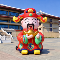 Mascotte gonflable publicitaire colorée en tissu Oxford, représentant le Dieu de la Richesse assis avec lingot, Cai Shen pour le Nouvel An Chinois