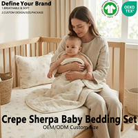 Ensemble de literie pour bébé 3 pièces personnalisé imprimé toutes saisons, drap-housse respirant, taie d'oreiller et couverture réversible en sherpa