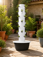 Tour de culture hydroponique 7 étages compacte avec circulation automatique de l'eau par pompe, paniers en filet et éponge pour légumes-feuilles
