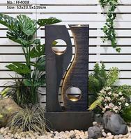 Fuente de Agua Interior Geométrica con Luz LED, Efecto Cascada, Fácil Montaje, Impermeable IP44, Decoración para Jardín y Patio