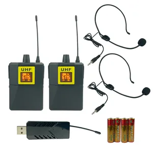 Vlogging/DSLRカメラ/モバイル用の送信機と受信機を備えたポータブルヘッドセットUHFワイヤレスマイクセット