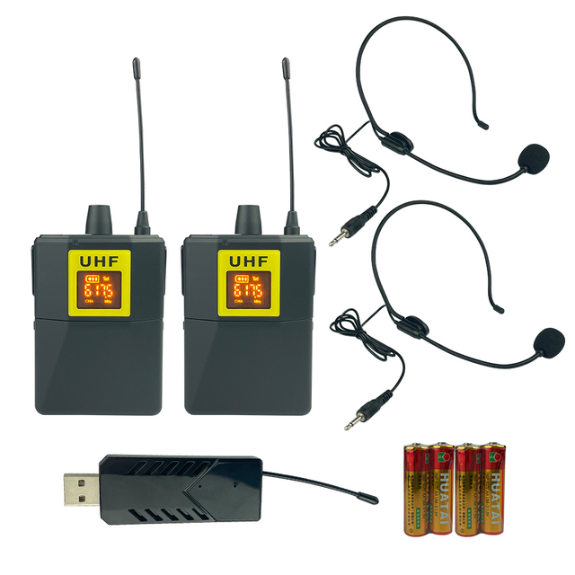 Portable Headset UHF Wireless Microphone Set with Transmitter and Receiver for Vlogging/DSLR Camera/Mobile
