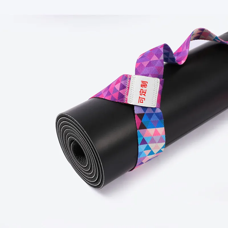 Illusorische Farbe Polyester faser Yoga matte mit Riemen gürtel matte Sling mit elastischer Schnur