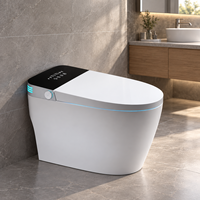 WC intelligent japonais carré monobloc avec bidet intégré, chasse d'eau super tourbillonnante poreuse, fonctionnement automatique et siège chauffant