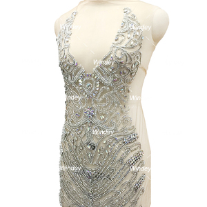 Cao cấp sang trọng bạc <span class=keywords><strong>AB</strong></span> đá pha lê đính cườm lớn vá vạt áo Rhinestone đính vá cho váy dạ hội - Product Image 3