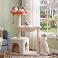 Arbre à chat floral 34 pouces, griffoir et petite tour pour chats de grande taille, avec hamac, lit supérieur amovible et condo spacieux
