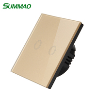 100-250V EU UK AC 2 Gang Way verre cristal trempé domotique contrôle étanche lumière intelligente interrupteur tactile