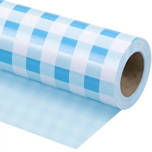 Custom Eco-Friendly Recyclable <b>Blue</b> Checkered Tissue <b>Paper</b> <b>Roll</b> 80GSM Double Side Coated PE Waterproof Gift Packaging <b>Paper</b> - Product Image 6