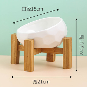 Ciotola per <span class=keywords><strong>Gatti</strong></span> con Supporto in Legno e Protezione per la Colonna Vertebrale, per Cibo e Acqua, in Ceramica - Product Image 5