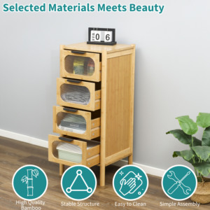 Mobile Contenitore in Bambù Personalizzato con 4 Cassetti in Acrilico per Soggiorno - Product Image 5