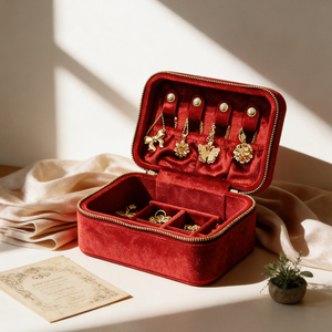 Light Luxury Velvet <b>Mini</b> Jewelry <b>Box</b> Portable Travel <b>Storage</b> Case for Earrings Rings Necklaces - Product Image 4