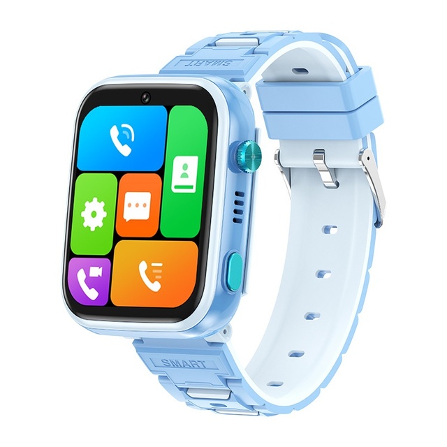 4G Detachable Children's Phone Watch with IPS Display Plastic Case 16G Memory Silicone Band Neck-Hanging Positioning Smart Watch