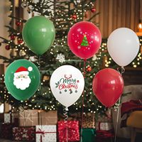 Paquete de 30 Globos Navideños de 12 Pulgadas, Impresos en Verde, Rojo y Blanco, con Texto de Feliz Navidad, Diseño de Árbol y Santa Claus, para Decoración de Fiestas