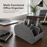 Organisateur de télécommandes en tissu, boîte de rangement de bureau demi-ronde avec plusieurs compartiments pour les télécommandes de téléviseur et de climatiseur