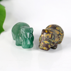 Vente en gros de figurines miniatures d'hippopotames gravées en mosaïque de blocs de cristal naturel de haute qualité, écologiques et thérapeutiques, pour bureau - Product Image 4