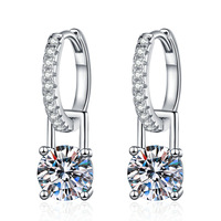 Boucles d'oreilles clous en argent sterling S925 avec zircon et moissanite couleur D 1 carat pour femmes, vente en gros de bijoux fins