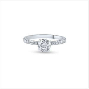 แหวนหมั้นแบบดั้งเดิมทำจากทองคำแท้ 14K ประดับเพชรแล็บโกรว์ทรงบริลเลียนท์ 17 เม็ด เพื่อความเปล่งประกายจากอินเดีย - Product Image 1