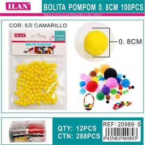 Palline Pom Pom Ilan 0,8 cm Gialle per Decorazioni Artigianali e Progetti Fai-da-Te - Product Image 3