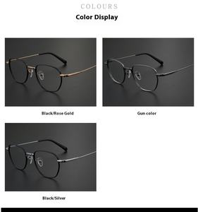 קלאסי רטרו קטן מסגרת טיטניום משקפיים לגברים ולנשים אופנתיות מחייכות עיצוב פנים עם גימור זהב אצטט - Product Image 5