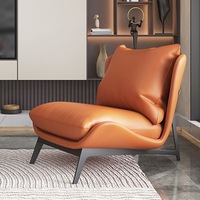 Fauteuil simple de luxe italien Tenghang, traditionnel, avec pieds en bois, revêtement en cuir, fauteuil inclinable de designer pour la maison ou le bureau