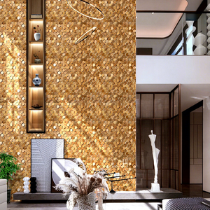 Panneaux muraux en bois massif hexagonaux lumineux <span class=keywords><strong>de</strong></span> l'Asie du Sud-Est, mosaïque puzzle pour <span class=keywords><strong>fond</strong></span> <span class=keywords><strong>de</strong></span> télévision - Product Image 3