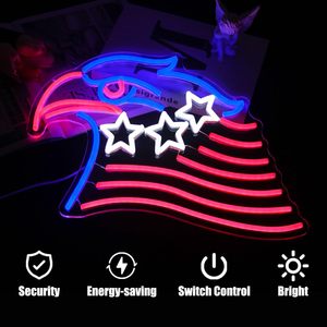 Patriotic Eagle Flag Neon <b>LED</b> American <b>Stars</b> and Stripes Decorative Light Anniversary Ambient Light Indicator Light 5V 12V - Product Image 2