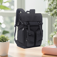 Sac à dos pour ordinateur portable à rabat pour hommes, résistant à l'eau, grand sac de voyage, multi-poches, convient aux ordinateurs portables de 17 pouces, sac à dos décontracté pour les trajets quotidiens