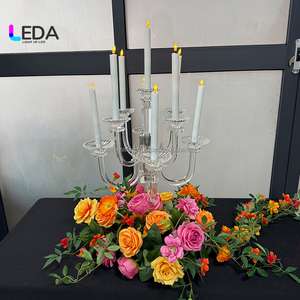 LEDA, nuevo candelabro de boda de cristal transparente de 9 brazos para decoración de banquetes de boda - Product Image 2