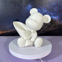Matériel vinyle DIY pour modèle d'ours Bouquet de fleurs blanches de Noël 17 cm, utilisable comme tirelire, ours artistique pour graffiti fluide