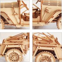 Vente en gros de puzzles en bois 3D, modèle de véhicule tout-terrain mécanique, kit de construction, jouet éducatif STEM, casse-tête DIY, 50 pièces, cadeau d'anniversaire