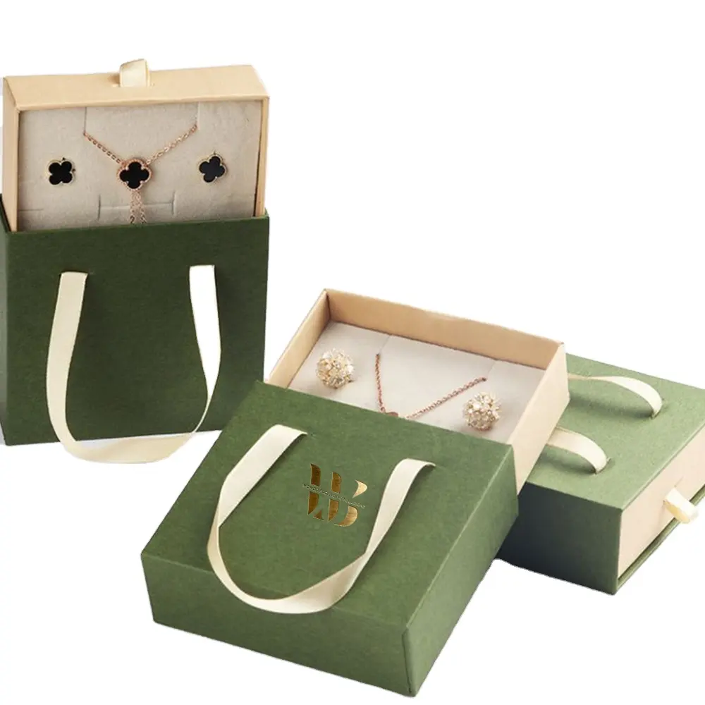 Green couleur bijoux colliers beads pour femme luxury coffret cadeau quartz stone emerald Boucle oreille Fashion contenant box