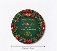 Autocollant de table NFC de Noël pour avis Google, rond, pour entreprises et commerces, étanche, durable, avec logo et texte personnalisables