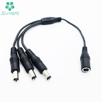 Cable divisor de CC Personalizado 1 en 2 Cable de alimentación 1 a 2 vías DC5.5mm X 2,1mm 1 hembra a 1 macho y Mini Cable divisor de alimentación USB en ángulo