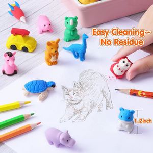 Gommes à effacer en forme d'animaux 3D mignons et kawaii, en TPR, pour fournitures scolaires, cadeaux, faveurs de fête pour enfants, en caoutchouc et plastique - Product Image 4